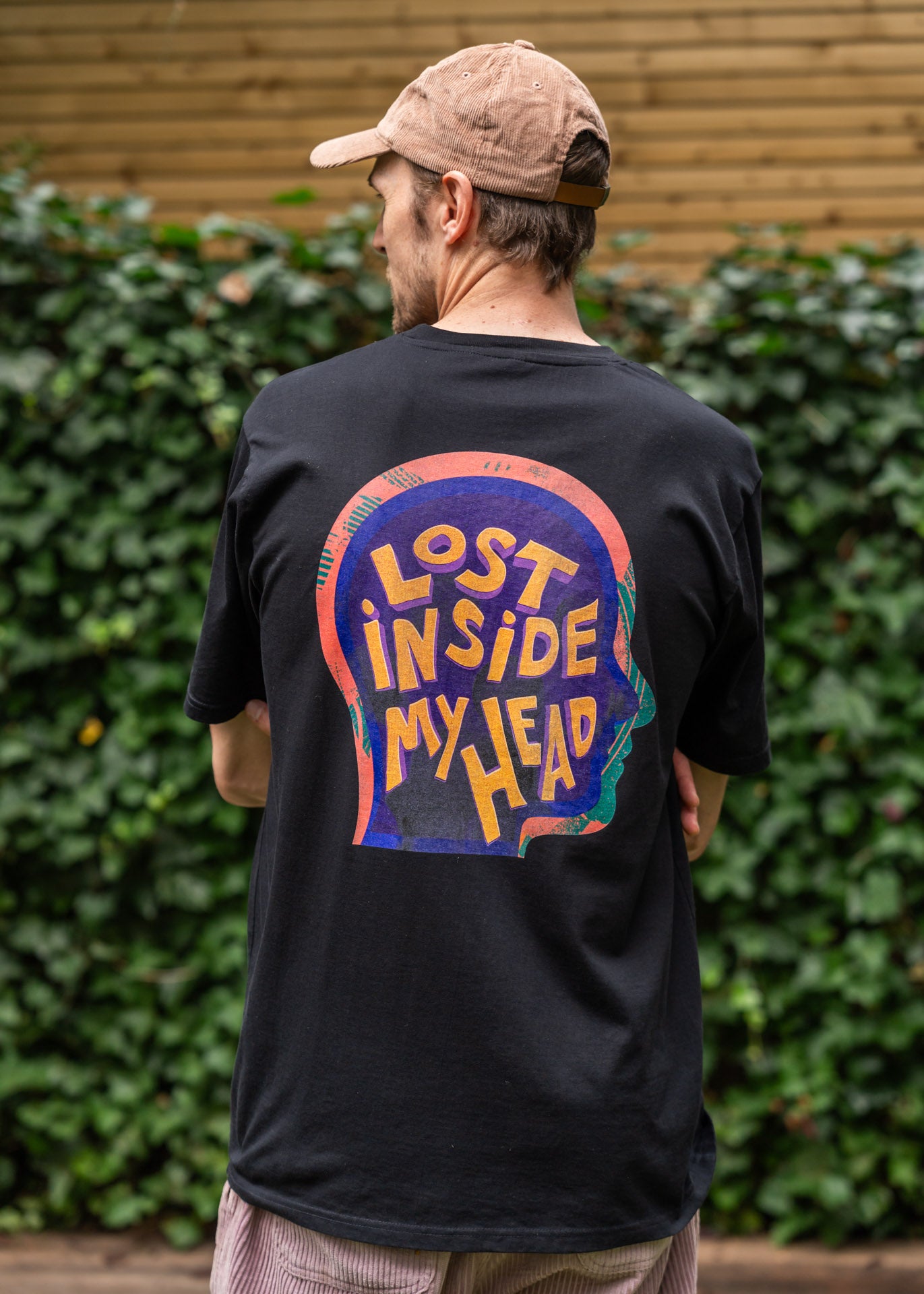 Unisex Organic Oversized 'Lost Inside My Head' Black Tee