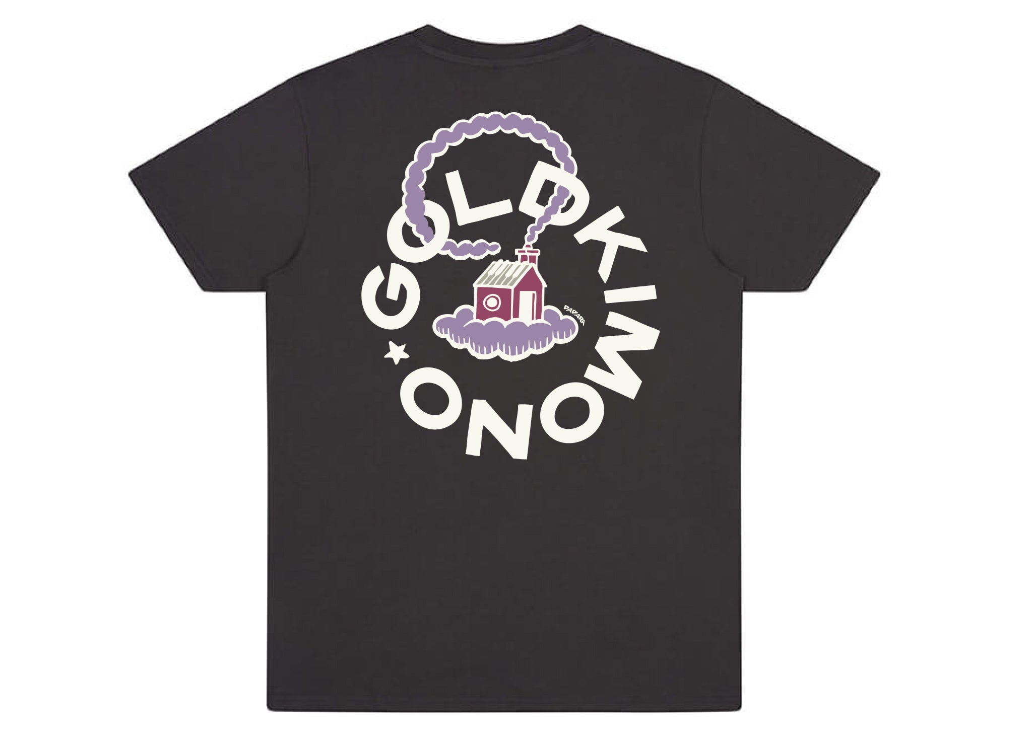 Unisex Organic Oversized 'Goldkimono Logo' Tee - Faded Black/Deep Grey