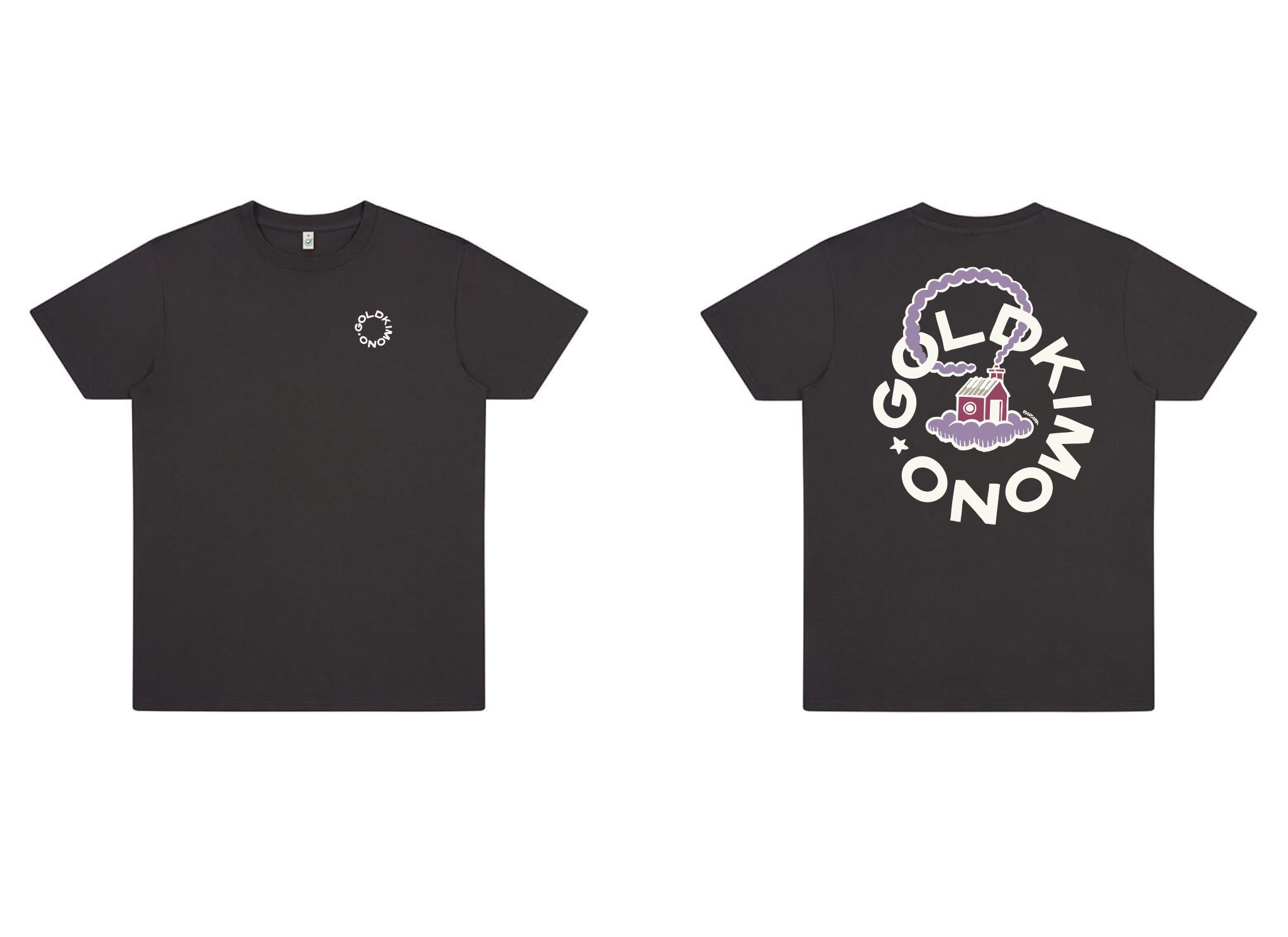 Unisex Organic Oversized 'Goldkimono Logo' Tee - Faded Black/Deep Grey